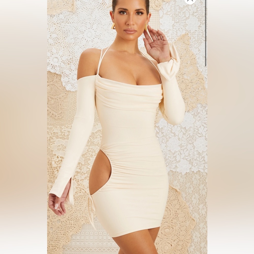 OH POLLY LIANA CUT OUT HIP MINI DRESS IVORY SIZE 6